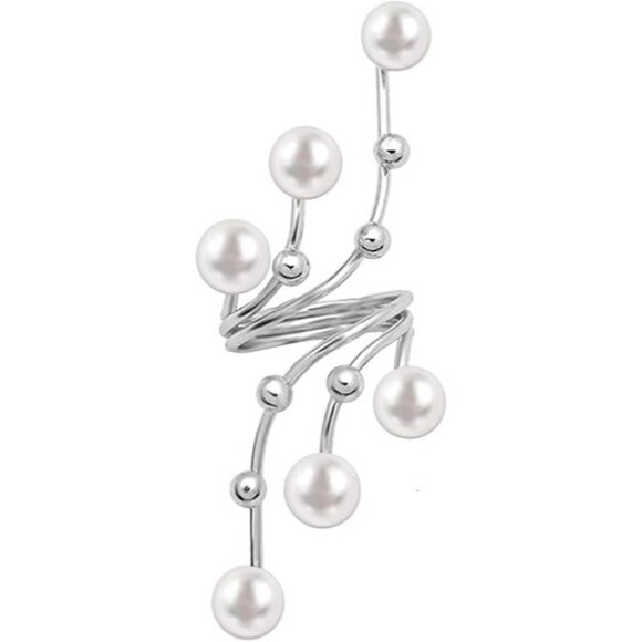 Adjustable Pearl Crystal Flower Cocktail Statement Ring Size 7 NWT Gift Box - Picture 1 of 7